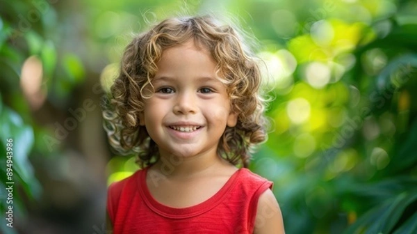 Fototapeta The smiling curly-haired boy