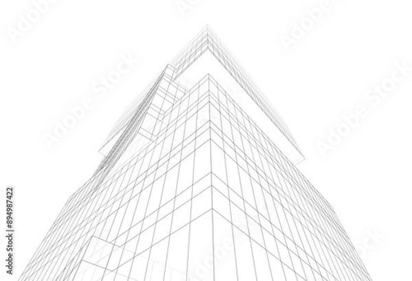 Fototapeta Modern building architectural 3d rendering 3d illustration