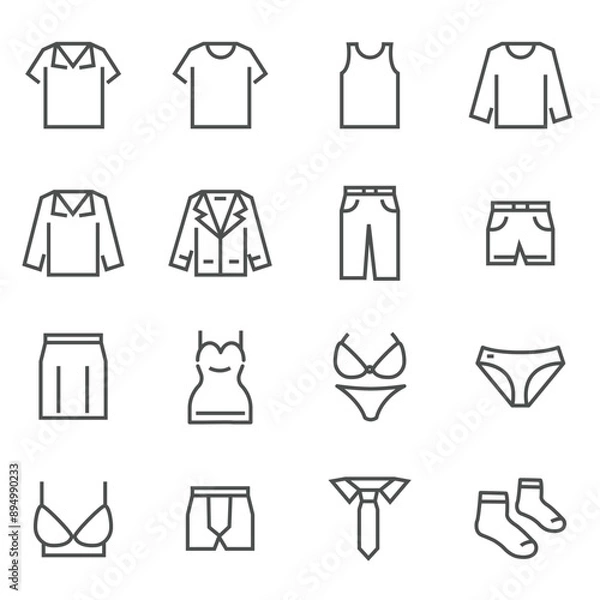 Obraz Clothing Icons Vector line icons