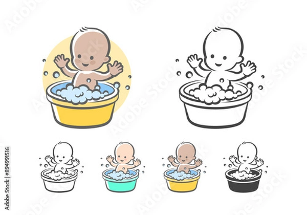 Fototapeta Child Bathing Illustration