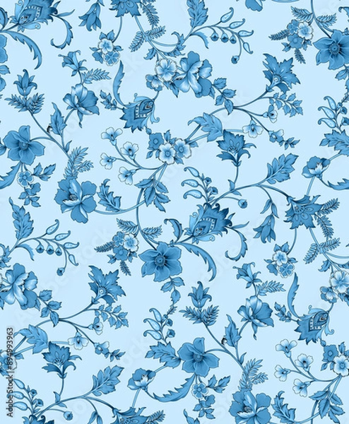 Fototapeta Seamless,Geometric,Ethnic,Style,Pattern,Allover,Multi,Flowers,Ornament,Manual