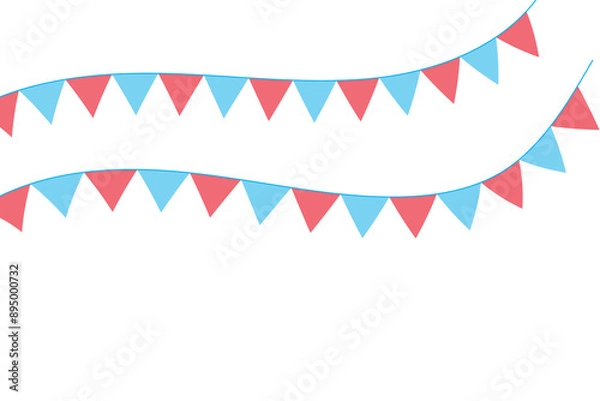 Fototapeta Set of festive garlands with multi-colored flags. Icons in flat style. Vector