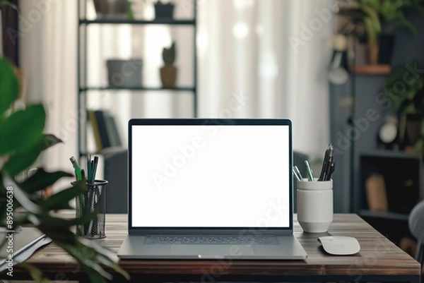 Fototapeta computer on the desktop empty monitor in the room