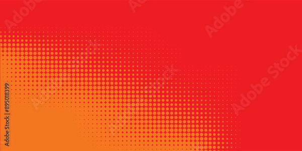 Fototapeta Dots halftone orange color pattern gradient texture with technology digital background. Dots pop art comics with summer background.