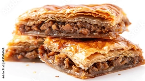 Fototapeta Selective focus image of Baklava on white background
