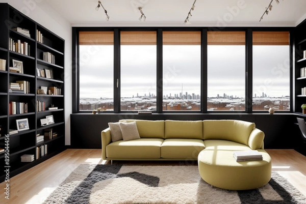 Obraz "Urban Snowfall with Harmonized Modern and Minimalist Interiors"