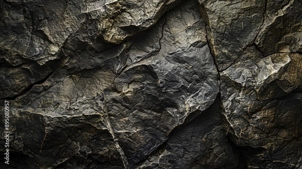 Fototapeta Close-up of rough, textured rock surface showcasing natural patterns and earthy tones for artistic and design uses.