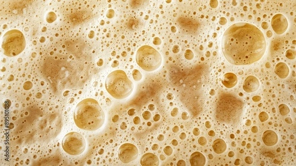 Obraz Close-up Texture of Golden Frothy Beer Bubbles Abstract Background
