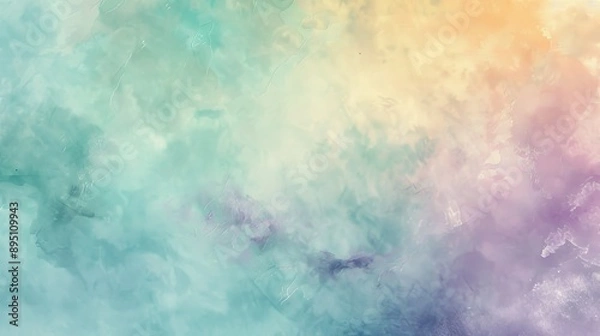Fototapeta A calming pastel background with a blend of light teal, lavender, and soft yellow