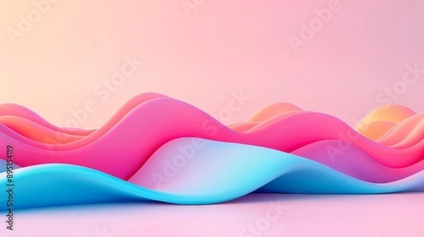 Fototapeta Abstract colorful wave background, vibrant gradient, pink, blue, orange, liquid, flow, dynamic, modern, design