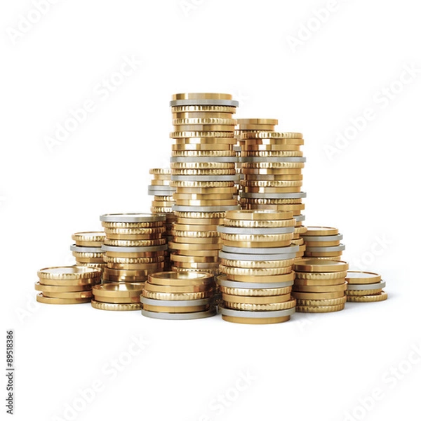 Fototapeta Piled up coin stacks