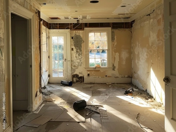 Fototapeta A room under renovation highlighting the transformation in progress