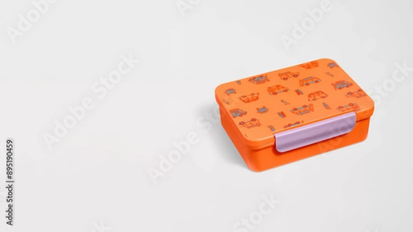 Fototapeta Closeup of small bento lunchbox isolated on copy-space background.