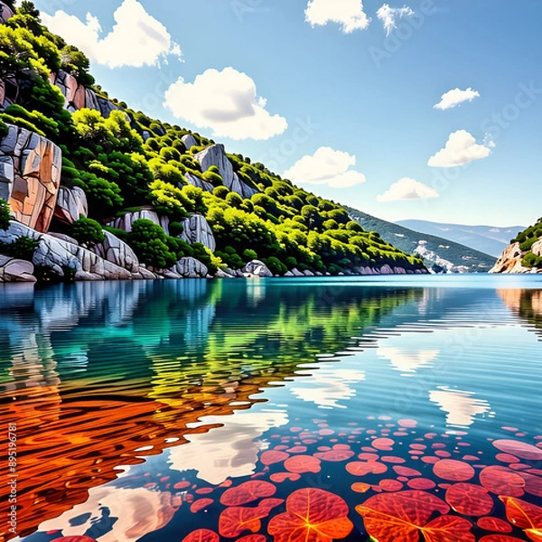 Fototapeta 아름다운 강가의 풍경