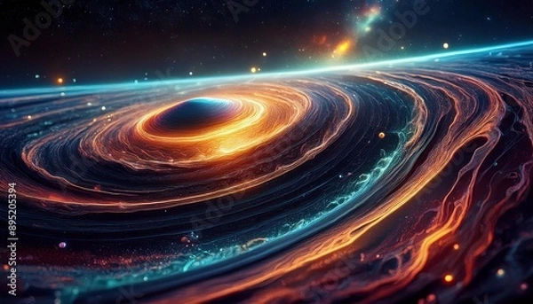Fototapeta Propagation flowing from space, stars, and planets