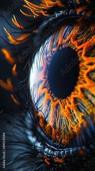 Fototapeta A close-up view of an eye with intricate details. AI.