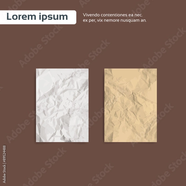 Fototapeta Blank Crumpled Paper Sheet, Empty Page Texture Brown 