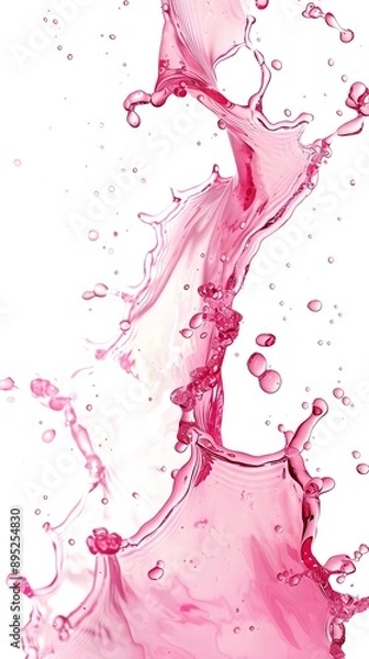 Fototapeta Pink Water Splash on White Background