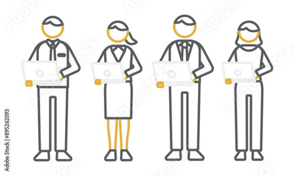 Fototapeta パソコンを持って立つ人たち