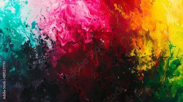 Obraz Acrylic paint blending to create abstract patterns in background