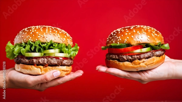 Obraz hand holding a hamburger