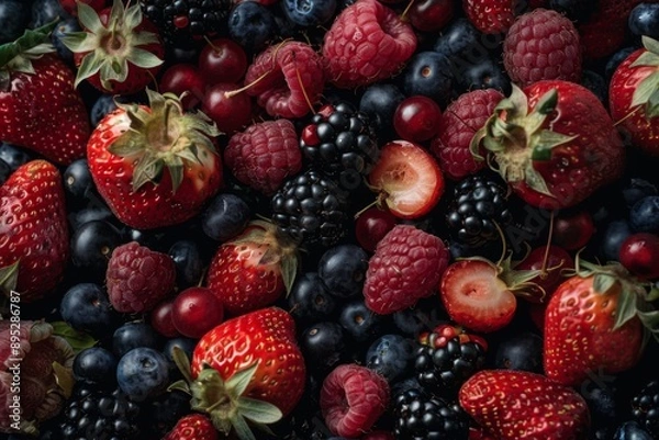 Obraz Mixed berries fruit wallpaper background