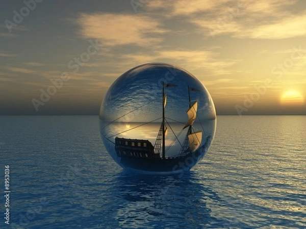 Obraz sunset and old ship