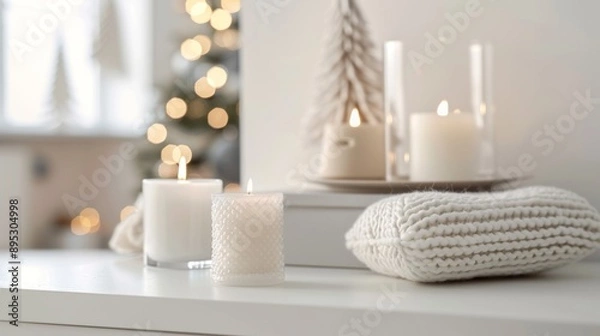 Obraz A table with candles and white blanket