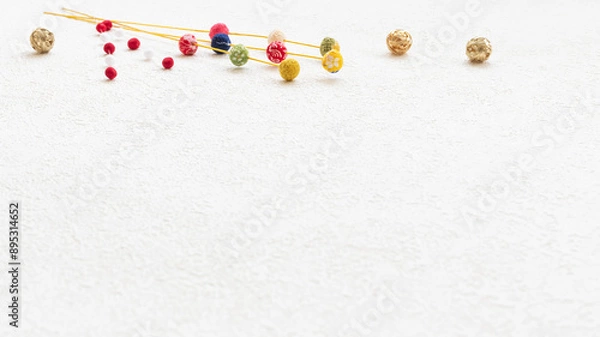 Fototapeta 正月飾り　和風背景　白　コピースペース