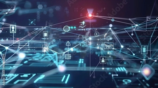 Fototapeta Digital Transformation Connecting Traditional and Digital Business Processes Through Intelligent Mesh Network