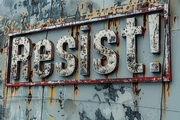 Obraz Rusted Resist Street Art Sign Graffiti Themed Aged Urban Background Generative Illustration