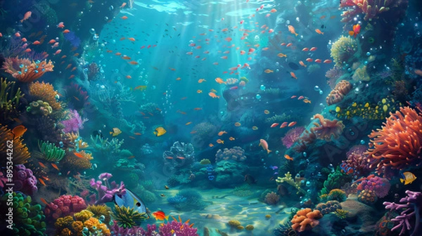 Obraz Underwater backdrop depicting background illustration