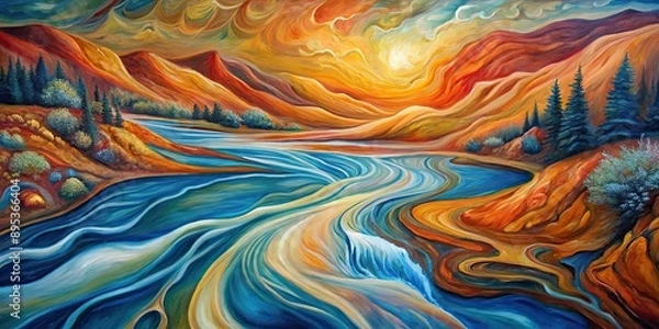 Obraz Abstract painting representing flowing water