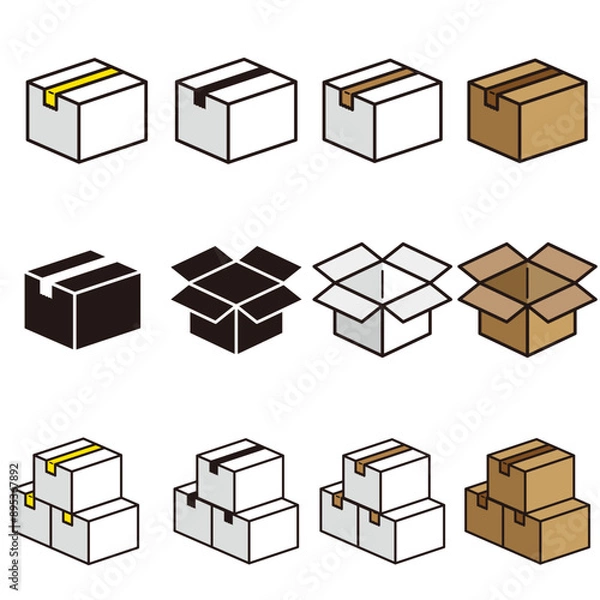 Obraz 段ボール箱のイラストセット