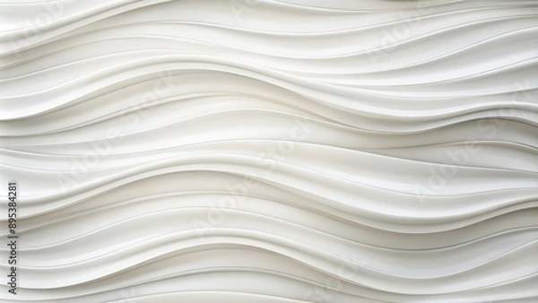 Fototapeta Serene wavy white texture background with soft, flowing curves and subtle shading, evoking a sense of calmness and serenity.