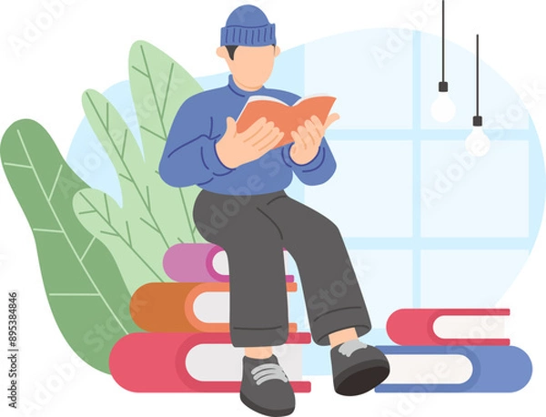 Obraz People Reading Illustration