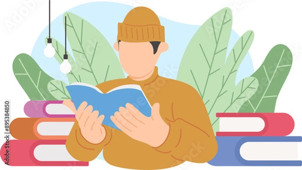 Obraz People Reading Illustration