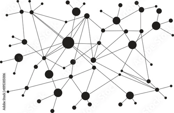 Fototapeta Abstract network design. Network connection with lines and dots isolated on transparent background