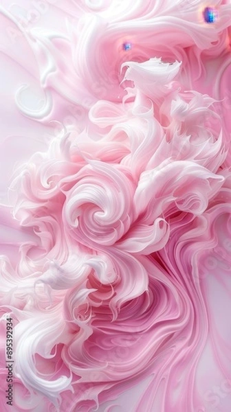 Fototapeta A pink swirl of paint with a white background