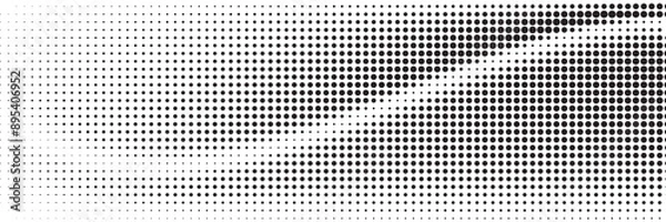 Fototapeta Abstract halftone wave dotted background. Futuristic twisted grunge pattern, dot, circles. Vector modern optical pop art texture for posters, business cards, cover,ilustration
