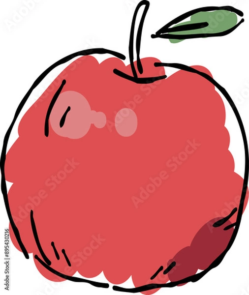 Fototapeta Stylish hand drawn illustration of a Apple, coloring autumn.