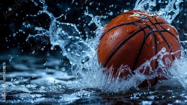 Fototapeta Basketball Splashing into Water