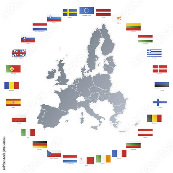 Fototapeta Flagi 27 członków Unii Europejskiej