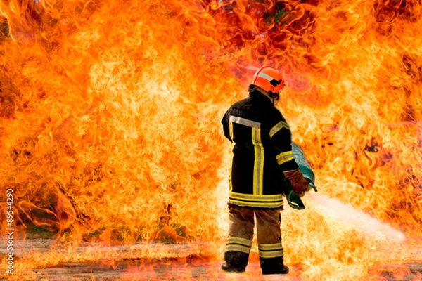 Fototapeta Firefighters training