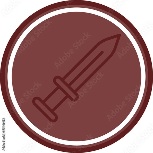 Fototapeta Dagger Vector Line Double Circle Maroon