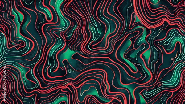 Fototapeta Enchanting Harmony: Abstract Red and Green Pattern. Generative AI