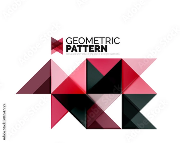 Fototapeta Geometric triangle mosaic pattern element isolated on white
