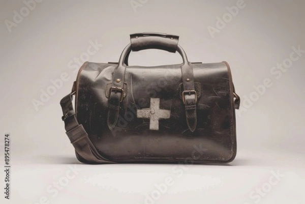 Fototapeta Classic medical bag silhouette in a serene setting