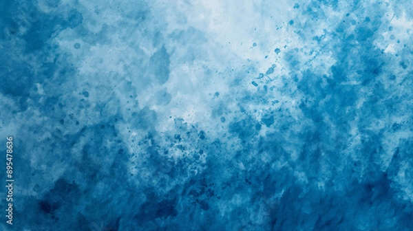 Fototapeta 水彩テクスチャの背景素材 冬イメージ 青