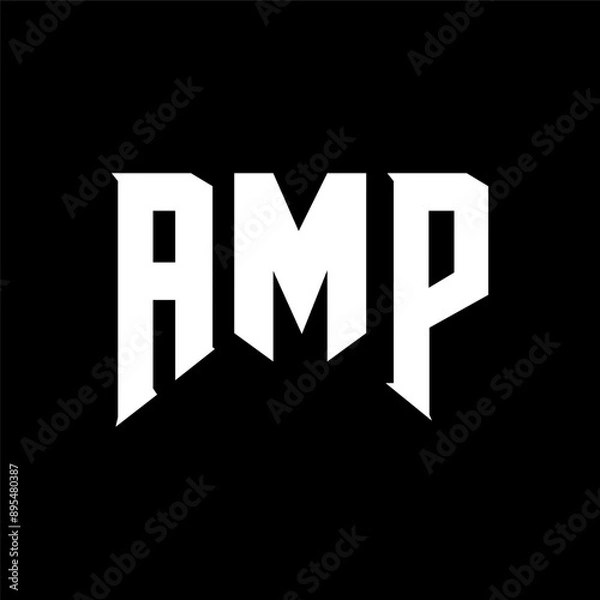 Obraz AMP letter logo design for technology company. AMP logo design black and white color combination. AMP logo, AMP vector, AMP design, AMP icon, AMP alphabet. AMP typography logo design.